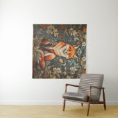 Sitting Fox William Morris geïnspireerd Floral Wandkleed (In Situ (horizontaal))