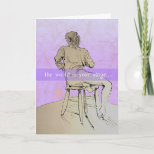 Sitting Girl on Stage Aanmoediging Kaart