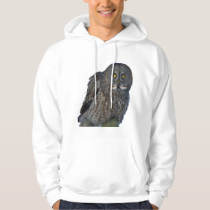Sitting Great Grey Owl Raptor Wildlife Foto Hoodie