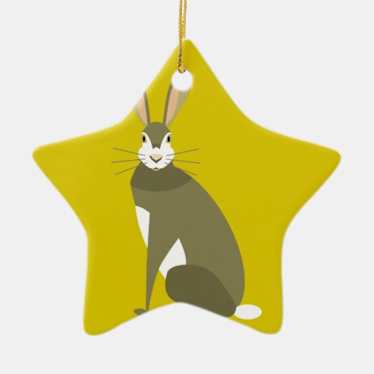 Sitting Hare Keramisch Ornament (Voorkant)