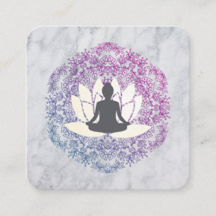 Sitting Lotus Mandala en Marble Vierkante Visitekaartje