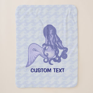 Sitting Mermaid Blue Sherpa Deken