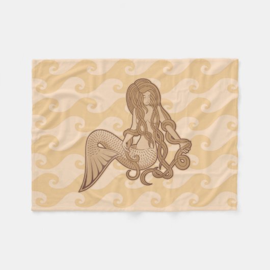 Sitting Mermaid Fleece Deken (Voorkant (Horizontaal))