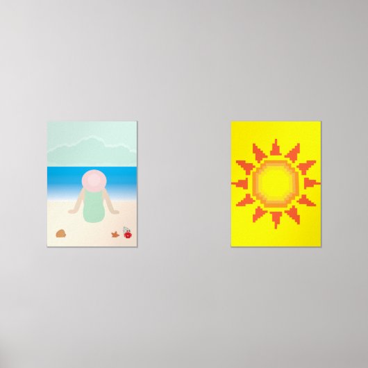 Sitting on the Beach under the Sun Muurkunst Sets (Voorkant)