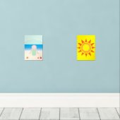 Sitting on the Beach under the Sun Muurkunst Sets (Houten vloer)