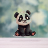 Sitting Panda Bear Cartoon Illustration Artwork Acryl Bord (Neutraal)
