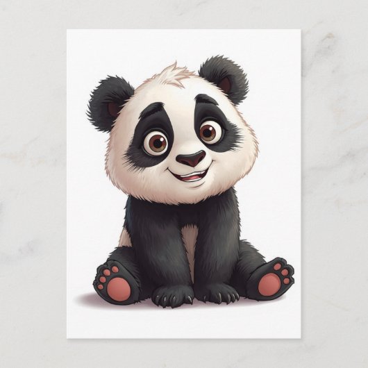 Sitting Panda Bear Cartoon Illustration Artwork Briefkaart (Voorkant)