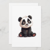 Sitting Panda Bear Cartoon Illustration Artwork Feestdagenkaart (Voorkant / Achterkant)