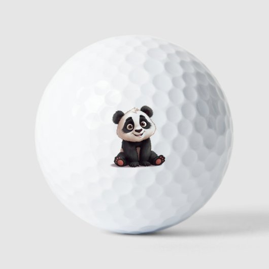 Sitting Panda Bear Cartoon Illustration Artwork Golfballen (Voorkant)