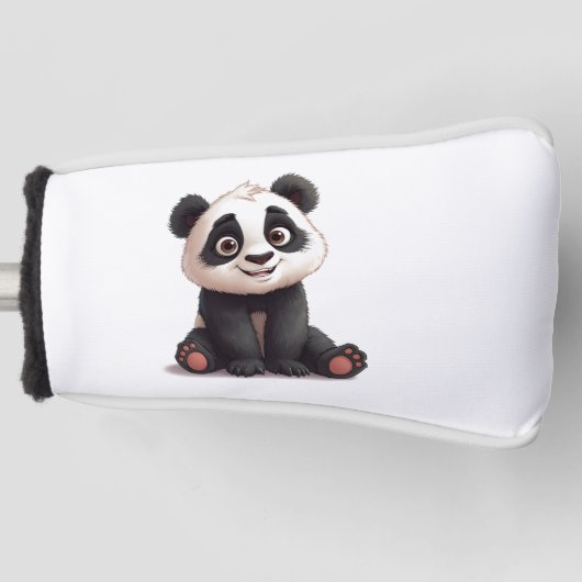 Sitting Panda Bear Cartoon Illustration Artwork Golfheadcover (Voorkant)