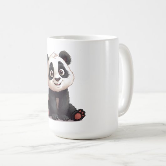 Sitting Panda Bear Cartoon Illustration Artwork Koffiemok (Voorkant rechts)