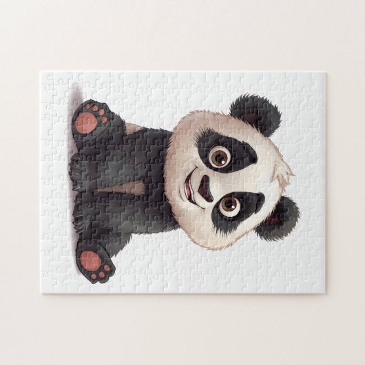 Sitting Panda Bear Cartoon Illustration Artwork Legpuzzel (Horizontaal)
