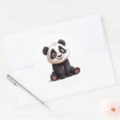 Sitting Panda Bear Cartoon Illustration Artwork Ronde Sticker (Envelop)