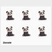 Sitting Panda Bear Cartoon Illustration Artwork Ronde Sticker (Vel)