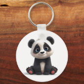Sitting Panda Bear Cartoon Illustration Artwork Sleutelhanger (Voorkant)