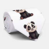 Sitting Panda Bear Cartoon Illustration Artwork Stropdas (Opgerold)
