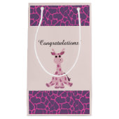 Sitting Pink Whimsical-Giraffe Klein Cadeauzakje (Voorkant)