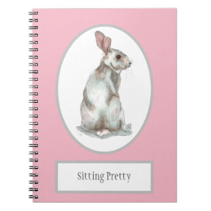 'Sitting ' Rabbit Spiral notebook Notitieboek