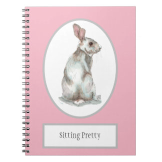 'Sitting ' Rabbit Spiral notebook Notitieboek