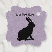 Sitting Rabbit Tall Ears Black Silhouette Paars Bedankjes Labels (Achterkant)