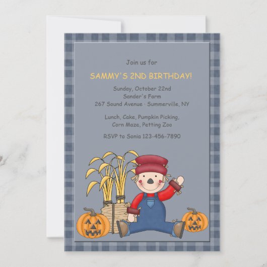 Sitting Scarecrow Uitnodiging (Voorkant)