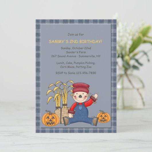 Sitting Scarecrow Uitnodiging (Staand voorkant)