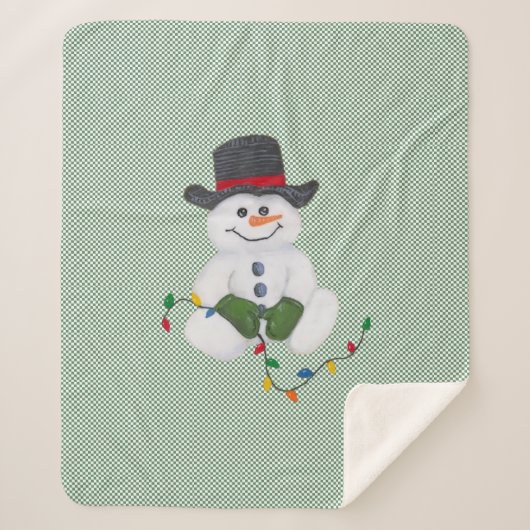 Sitting Snowman Sherpa Deken (Voorkant)