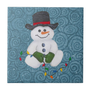 Sitting Snowman Tile Tegeltje