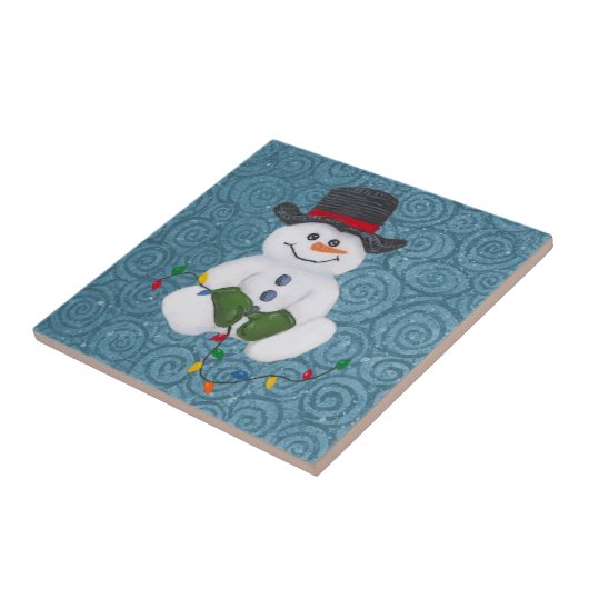 Sitting Snowman Tile Tegeltje (Zijkant)
