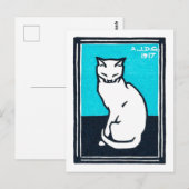 Sitting White Cat, Julie de Graag Briefkaart (Voorkant / Achterkant)
