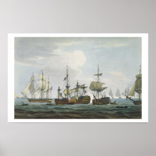 Situatie van HMS Temeraire bij de slag om Trafal Poster