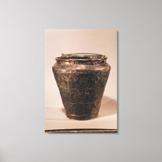 Situla met drie repousse decoratieve banden canvas afdruk (Voorkant)