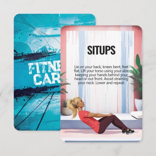 Situps Crunches Fitness Kaart met Blue Backing (Voorkant / Achterkant)