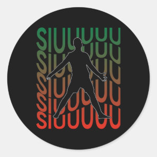 Siuuu Grappige Voetbal Voetbal Jongens Mannen Vrou Ronde Sticker