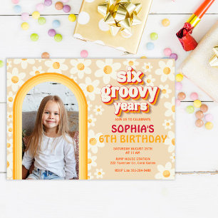 Six années Super 6e anniversaire Invitation photo 