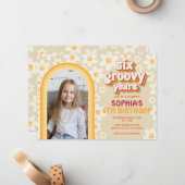 Six années Super 6e anniversaire Invitation photo (Devant/Arrière en situation)