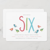 Six Anniversaire Sixième Fête Invitation (Devant / Derrière)