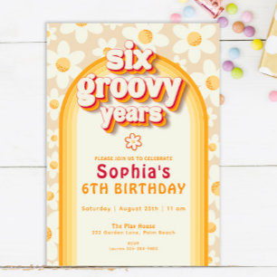 Six ans Super 6e anniversaire Invitation Rétro.