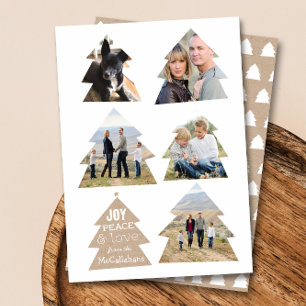 Six arbres de Noël Cinq photos Carte de vacances m