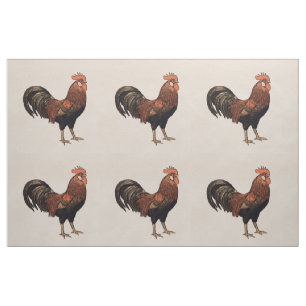 Six Carrés de Broderie de Coq par Verge de Tissu
