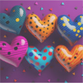 Six coeurs 3D sur Sticker en vinyle arrière - plan (Devant)