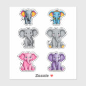 Six Cute Baby Elephants Sticker (Vel)