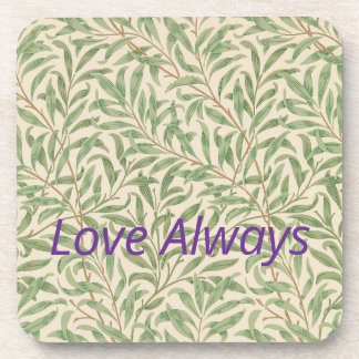 Six Dessous de verre Set avec chic feuille ancien 