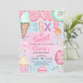 Six est si Sweet girl 6e anniversaire invitation (Debout devant)