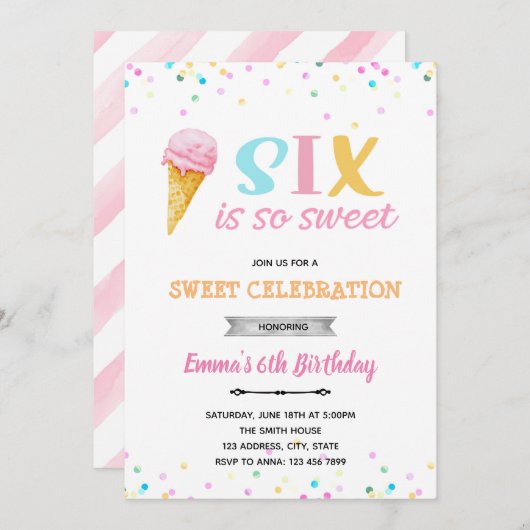 Six est une invitation de glace si douce (Devant / Derrière)