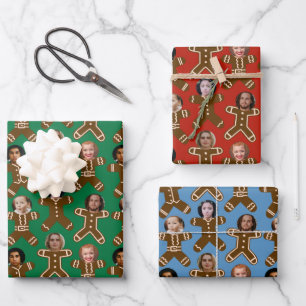 Six Face Gingerbread People Vakantie Inpakpapier Vel