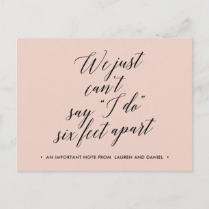 Six Feet Apart Verandering van Plans Uitgesteld op Aankondigingskaart