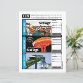 Six Flags Mock Ticket voor reizen en evenementen (Staand voorkant)