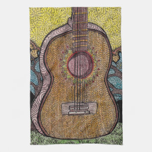 #Six Guitar Dish Towel Design Theedoek