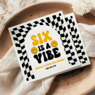 Six Is A Vibe Retro Zesde 6e Verjaardagsfeestje Servet